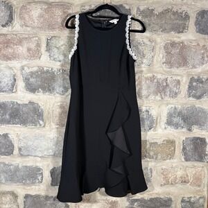 Nanette Lepore Black Dress Size 4 Sleeveless Ruffle Trim Party Cocktail‎ Formal